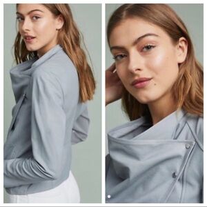 LAMARQUE Leather Cropped Jacket Sz S Graystone